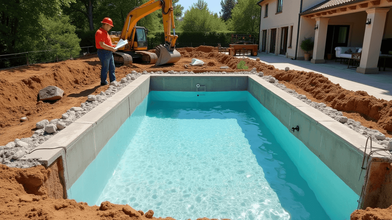 Article piscine - Construire une piscine sur un terrain en pente : solutions et prix